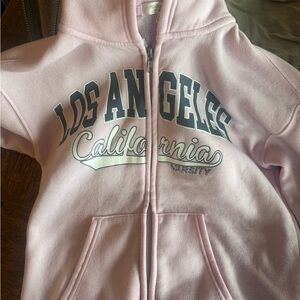 No Boundaries Pink Los Angeles California Full-Zip Hoodie Jacket